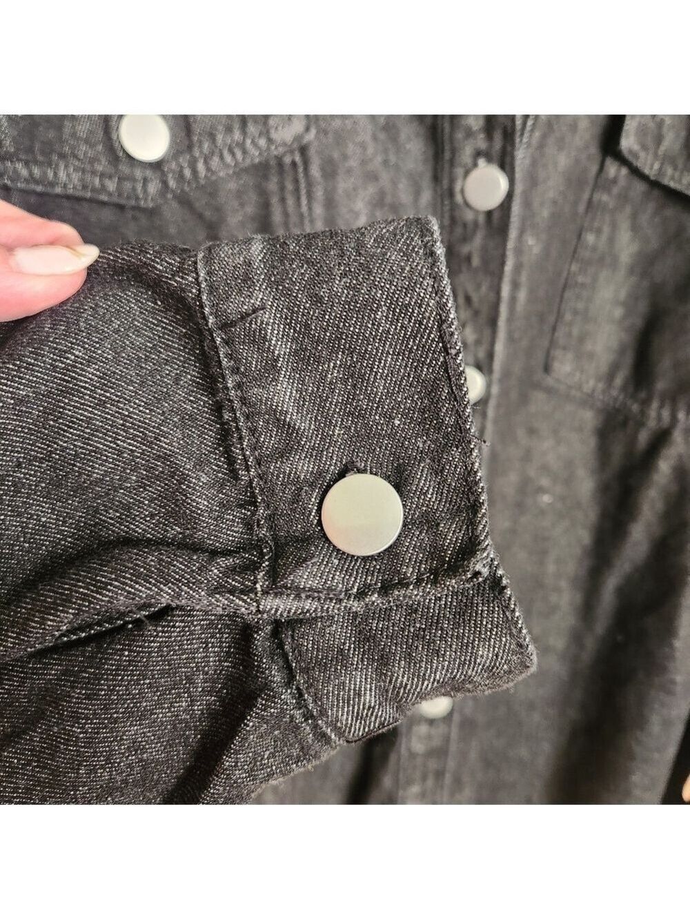 ZEAGOO BLACK DENIM JACKET SHIRT SHACKET BUTTON DOWN LONG SLEEVE NWT XL - Picture 5 of 8